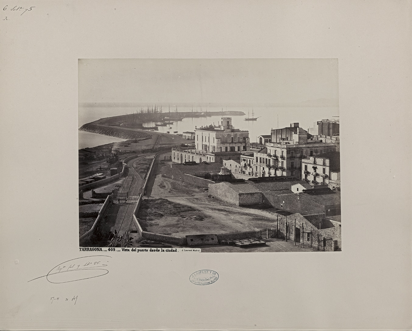 Jules Ainaud, Tarragona. Vista del puerto desde la ciudad, 1871-1872. Biblioteca Nacional de España, Madrid